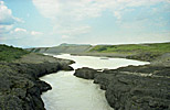 Island 1980, floden Hvita ovanf�r Gullfoss