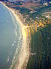 The Latvian coast from the air, setting sun