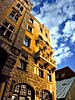 Yellow facade on a blue sky