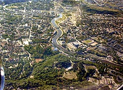 Flying low over Vilnius, the capitol of Lithuania