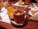 Berneliu Uzeiga roadside restaurant, serving soup inside bread