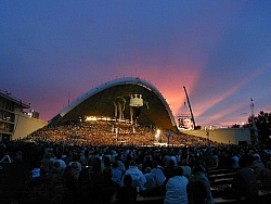 Very special sunset behind the big roof in the Vingis Park 2003