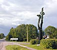 Vyzuonos, grass snake sculpture at entry