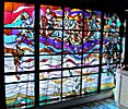 Vilnius, stained glass window at the Theatre Caf