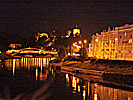 Vilnius, nattbild, Gediminas torn och Mindaugasbron
