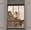 Vilnius, image mirrored in window