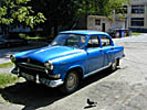 Vilnius, blue metallic Volga car