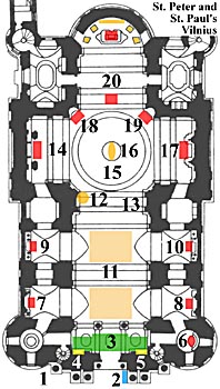 Vilnius, Church of Sts. Peter and Paul, plans, click for enlargement