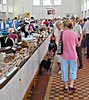 Market place, turgus, in Vilnius. Meat house interior with dog.