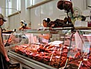 Market place, turgus, in Vilnius. Interior of the meat house.