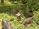Orvydas sculpture park, Orvydas residence, man at river bank